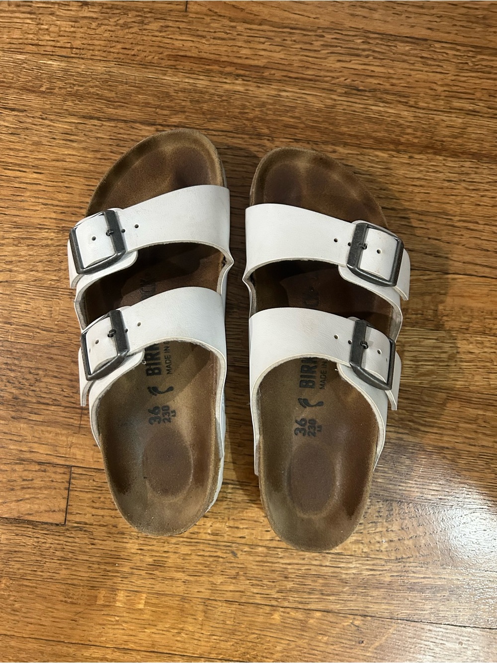 Birkentovk Arizona White Two Strap Sandals Size 36